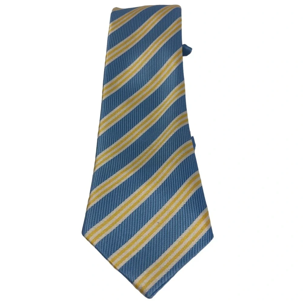 Youth Blue and Yellow Stripe Clip On Tie